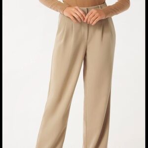 Ever New Melbourne Beige Wide Leg Trousers Pleated Size 10